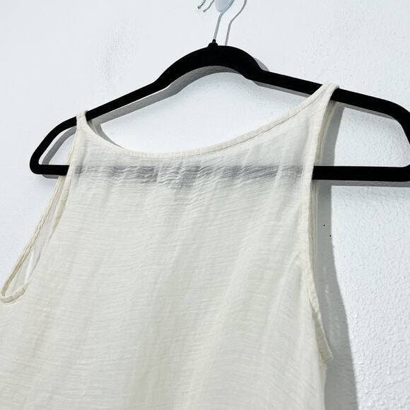 Anne Klein Sheer Linen Tank Womens M Boho Lagenlook Minimalist Coastal Beachy - Picture 3 of 6